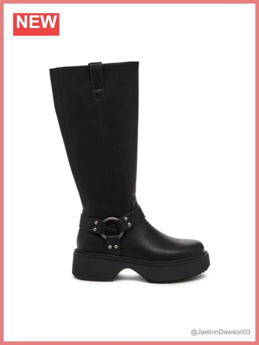 Motorcycle Boots Faux Leather Lug Sole Chunky Ankle
